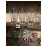 6 GLASSES BUDWEISER ETC.