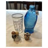 BLUE GLASS DOCTOR FISHERS BITTERS BOTTLE, LEFTON