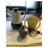 SALT GLAZE POTTERY VASE, COFFEE CARAFE, HANDLED