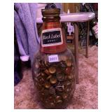 BLACK LABEL BOTTLE W/ BOTTLE CAPS