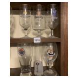 H B BEER GLASSES AND 5 OTHERS