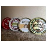 4 ROUND BEER TRAYS INCLUDING COORS