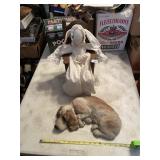 WOOD ROCKING CHAIR WITH BUNNY FIGURE AND