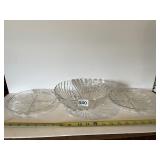 2 DIVIDED SERVING DISHES AND LARGE FOOTED BOWL