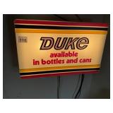 DUKE BOTTLES AND CANS BACK LIT WALL SIGN