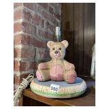 CERAMIC TEDDY BEAR LAMP, NO SHADE