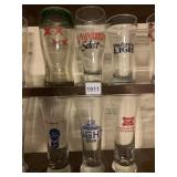 6 BEER GLASSES BUDWEISER, MILLER