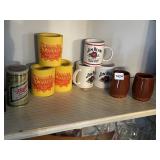 JIM BEAM MUGS, LANCERS MUGS, ETC.