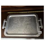 WORLD HAND FORGED ALUMINUM TRAY WITH EMBOSSED
