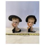 2 HEAD VASES, BOTH WITH DAMAGE