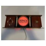 BUSCH BAVARIAN BEER LIGHT WITH CLOCK 20" X 7.5" W