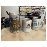 THREE BEER STEINS INCLUDING GRIDIRON LEAGUE ,