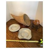 CORNUCOPIA, CANDLE HOLDER, HAMMERED ALUMINUM