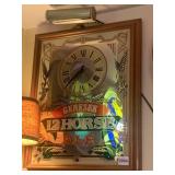 GENESEE 12 HORSE ALE MIRROR WITH LIGHT ON TOP AND