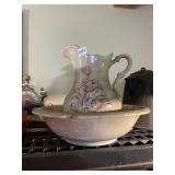 ROSEVILLE WASH BASIN BOWL AND PITCHER, LOTS OF