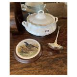 SYRACUSE CHINA SOUP TUREEN, LADLE, PARTRIDGE
