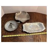 ALUMINUM SERVING DISHES AND FINGER CANDLE HOLDER