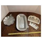 CRUMB TRAYS SERVING DISHES HAMMERED ALUMINUM