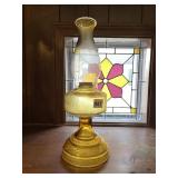 AMBER GLASS OIL LAMP