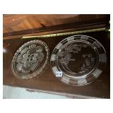 2 GLASS FOOTED CAKE PLATES