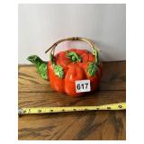 MARUHON WARE PUMPKIN SHAPED TEA POT WITH WICKER