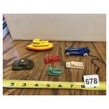 PLASTIC BOAT, MILITARY CAR, OTHER TOY CARS
