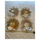 4 MARIGOLD CARNIVAL GLASS RUFFLED RIM SERVING