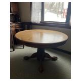 48" OAK PEDESTAL TABLE, INCLUDE 20" LEAF, NO