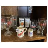 ASSORTED BEER GLASSES, RED STRIPE MINI STEIN AND
