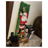HOOKED RUG SANTA, TELEPHONE, TREAT CONTAINER DOG