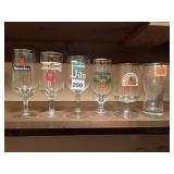 6 GLASSES INCLUDING FIVE PEDESTAL INCLUDING