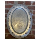 OVAL FLOWER DESIGN ALUMINUM TRAY