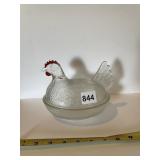 GLASS HEN ON NEST CANDY DISH
