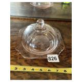 DEPRESSION GLASS COVERED BUTTER DISH