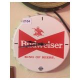 BUDWEISER KING OF BEERS CAP CLOCK BATTERY