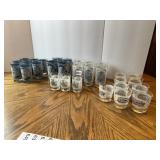 CURRIER AND IVES GLASS SET, INCLUDING ROCKS,