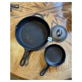 LODGE CAST IRON PAN AND SMALL SKILLET