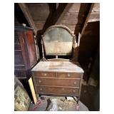 WALNUT 4 DRAWER DRESSER W/ TILT MIRROR