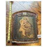VINTAGE FRAME WITH FLOWER DESIGN AND  ST ANTHONY