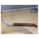 WARRIOR SPEAR W/ CARVED WOOD HEAD, METAL TACK