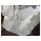 LARGE PIECE OF WHITE COTTON LINEN FABRIC, WHITE