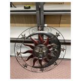LARGE METAL SUN AND MOON HANGING WALL ART