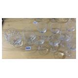 VARIOUS STYLE WINE GLASSES 4.5" TALL, ETCHED