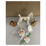 SMALL DOLL FIGURINES INCLUDING WHITE POODLE