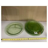6 DIVIDED GREEN DEPRESSION PLATES CAMEO BALLERINA