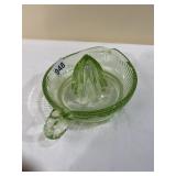 GREEN DEPRESSION URANIUM GLASS JUICE W/ SMALL