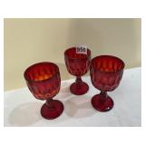 3 AMBERINA THUMB PRINT PATTERN PEDESTAL GLASSES