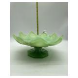 BEAUTIFUL JADEITE PEDESTAL CENTERPIECE BOWL GLOWS