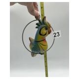 HAND PAINTED DECO PARROT ON HANGER, SIGNED ON