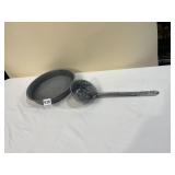 SPECKLED ENAMEL PIE PAN, LADLE